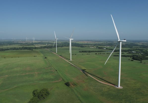 windmills in a field